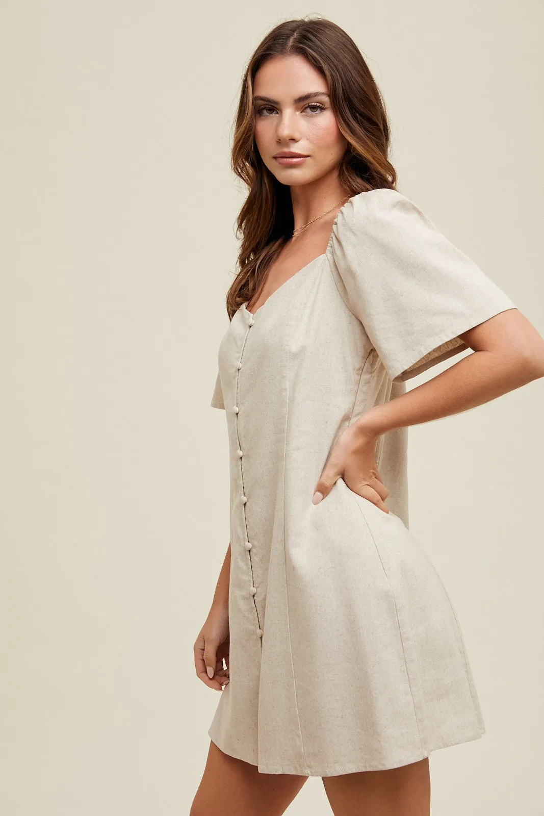 Linen Bell Sleeve Dress