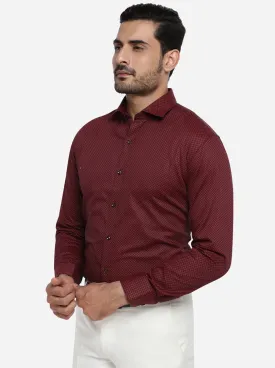 Maroon & Black Printed Slim Fit Party wear Shirt | Greenfibre