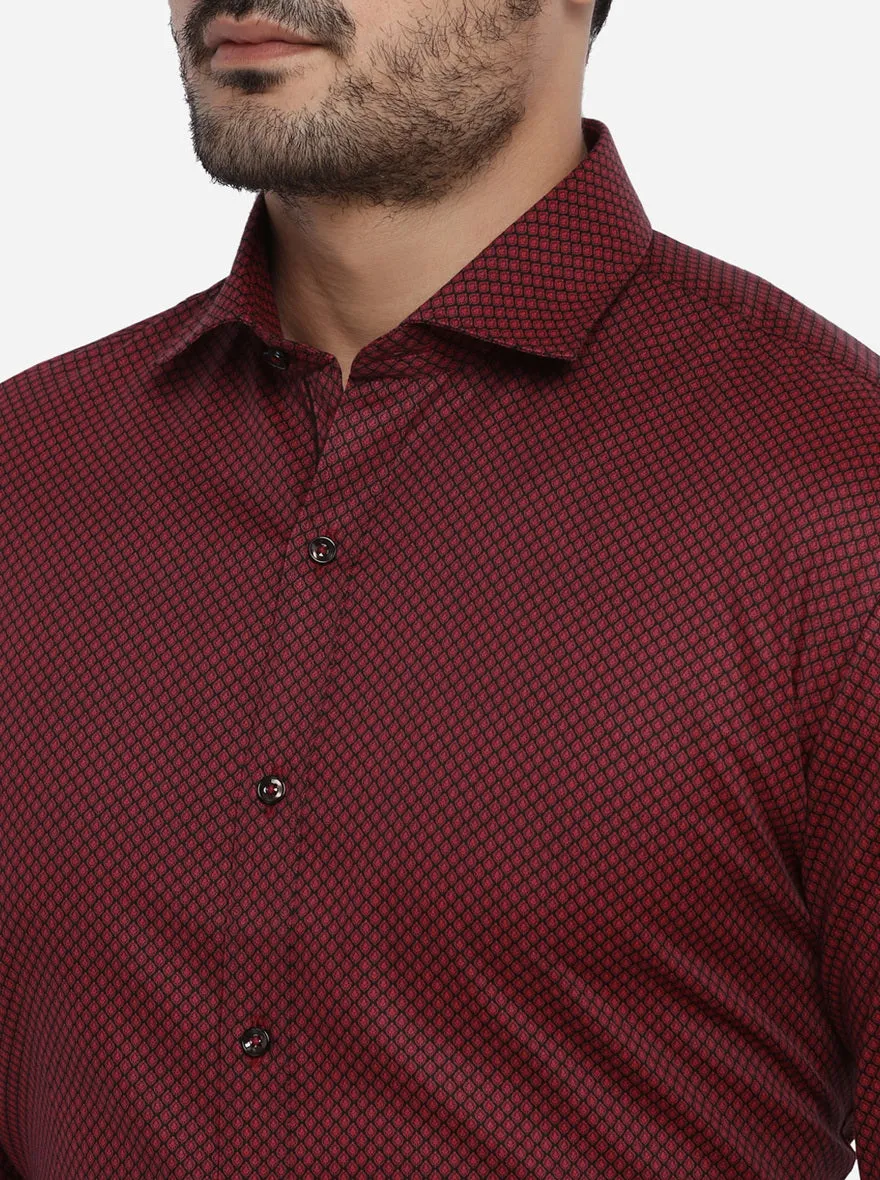 Maroon & Black Printed Slim Fit Party wear Shirt | Greenfibre