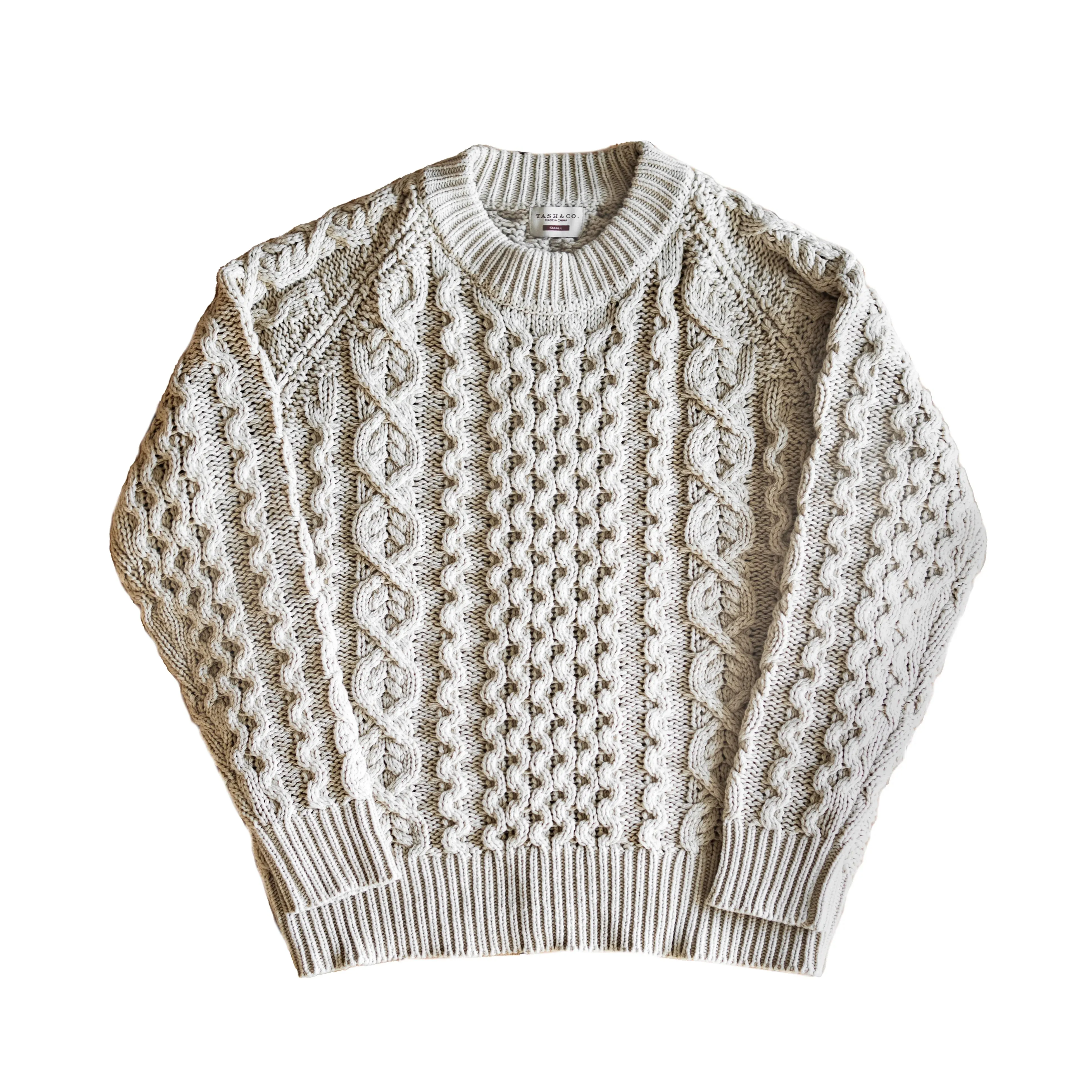 Men's Knitted Lattice Cable Aran Pullover Sweater - Thick England Style