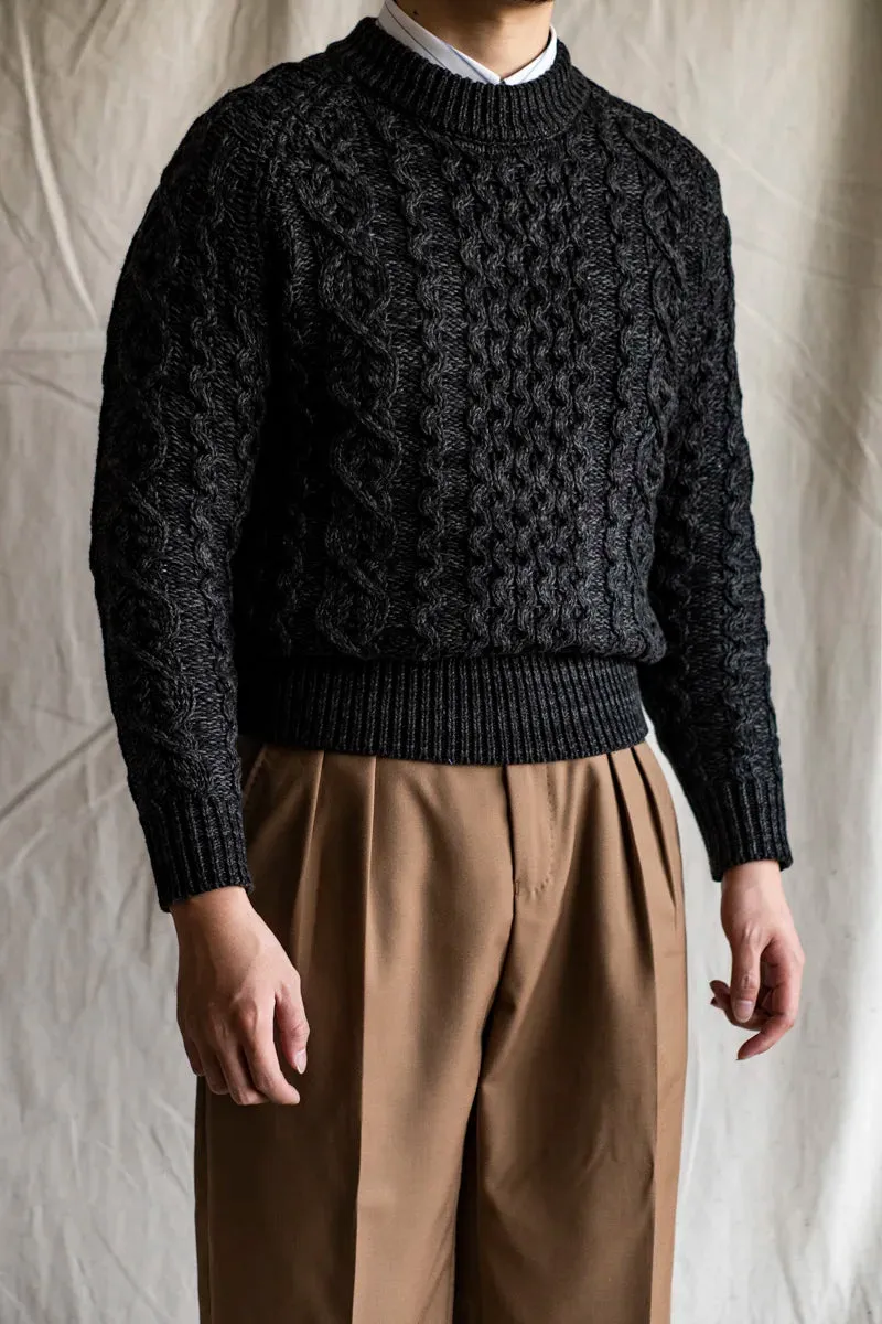 Men's Knitted Lattice Cable Aran Pullover Sweater - Thick England Style