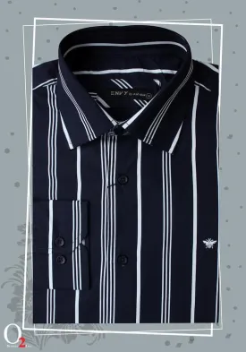 Mens White Blue Striped Shirt