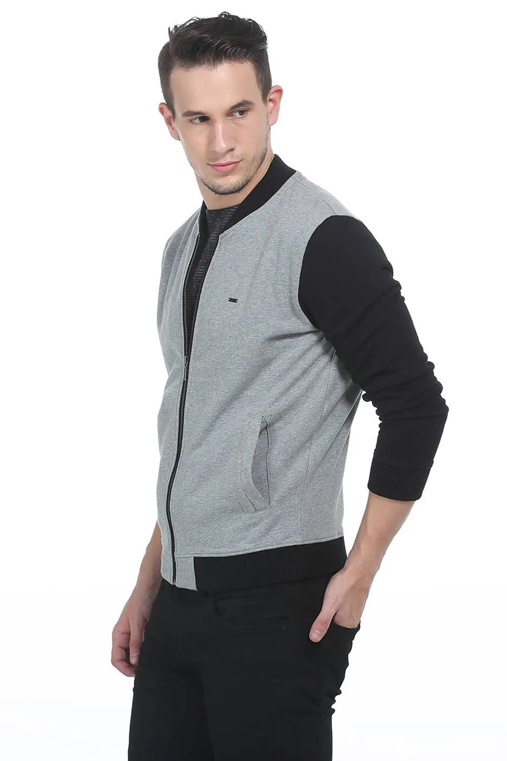 Muscle Fit High Neck Knit Jacket