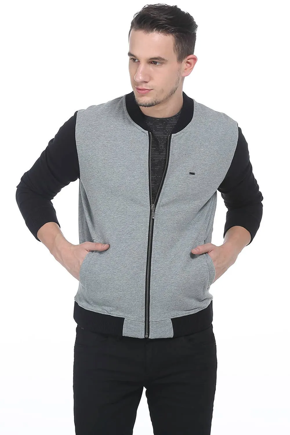 Muscle Fit High Neck Knit Jacket