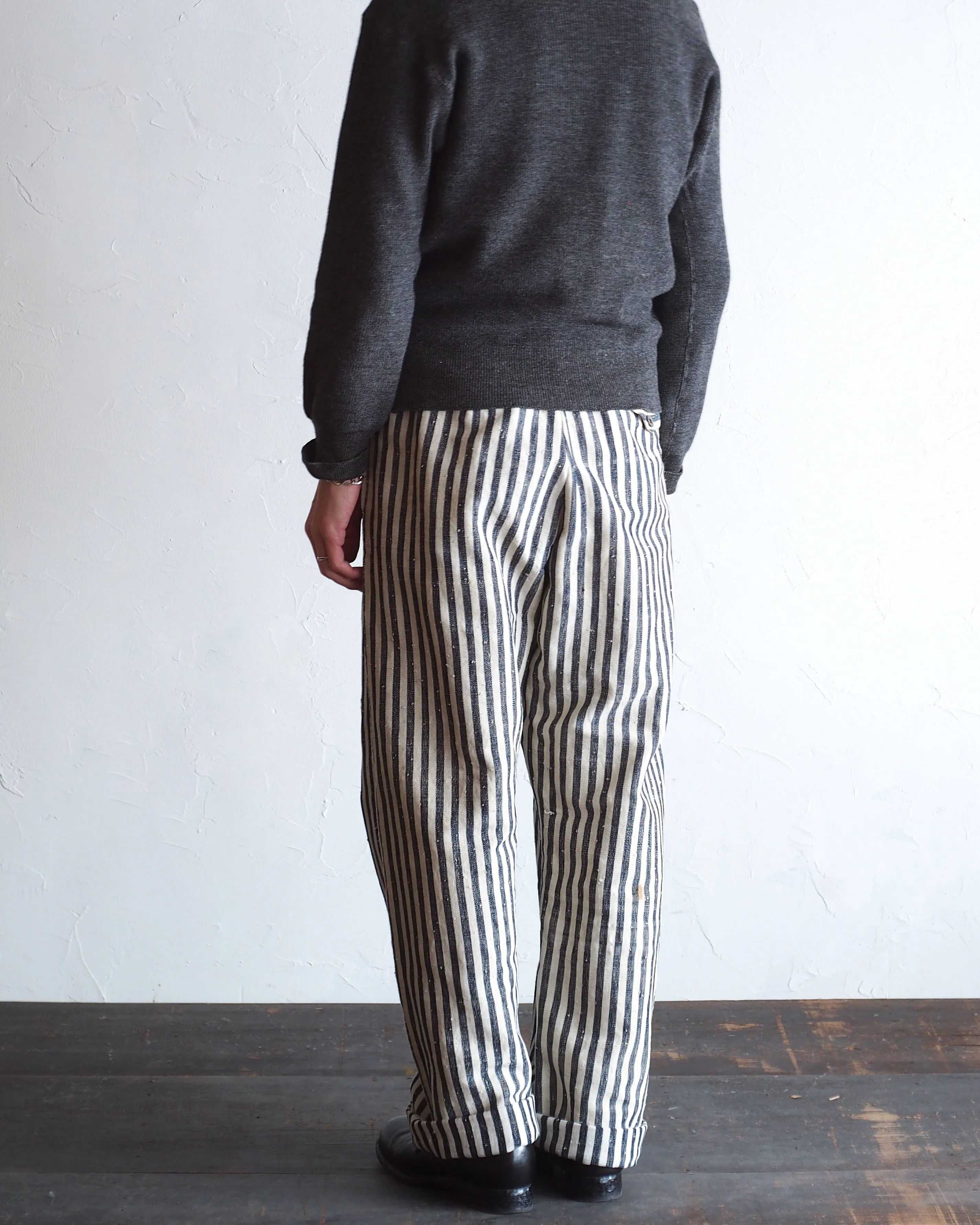 NORA WORK PANTS~japan old cotton stripe~