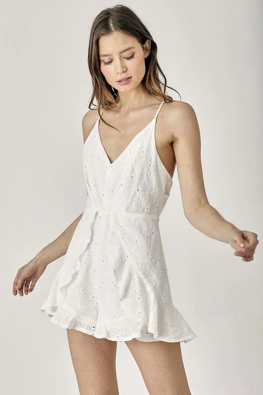 Overlap Ruffled Cami Romper