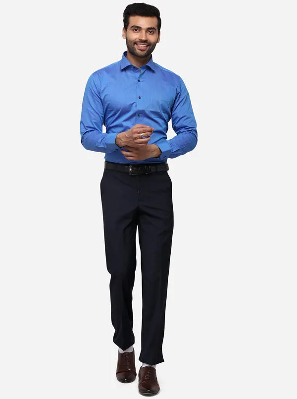 Palace Blue Solid Slim Fit Formal Shirt | Greenfibre