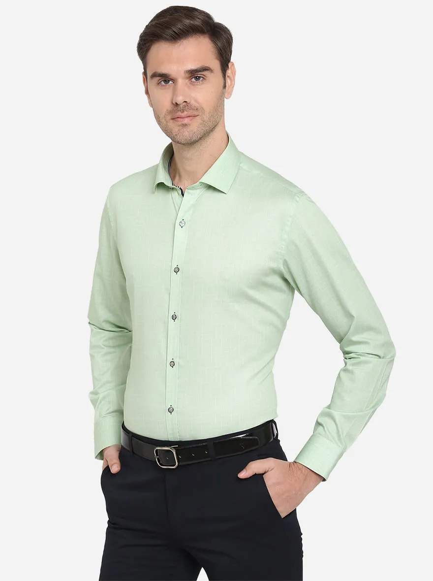 Pastel Green Printed Slim Fit Party Wear Shirt | JB Studio