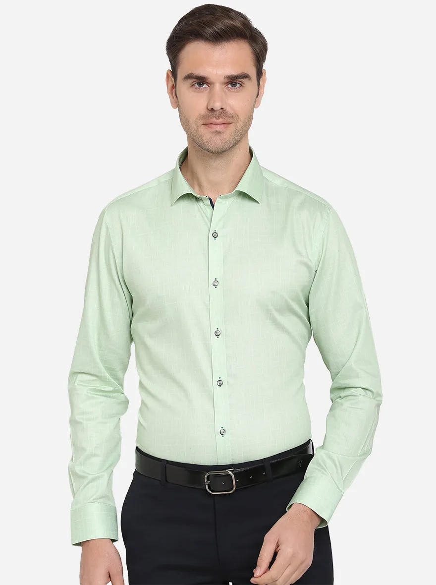 Pastel Green Printed Slim Fit Party Wear Shirt | JB Studio