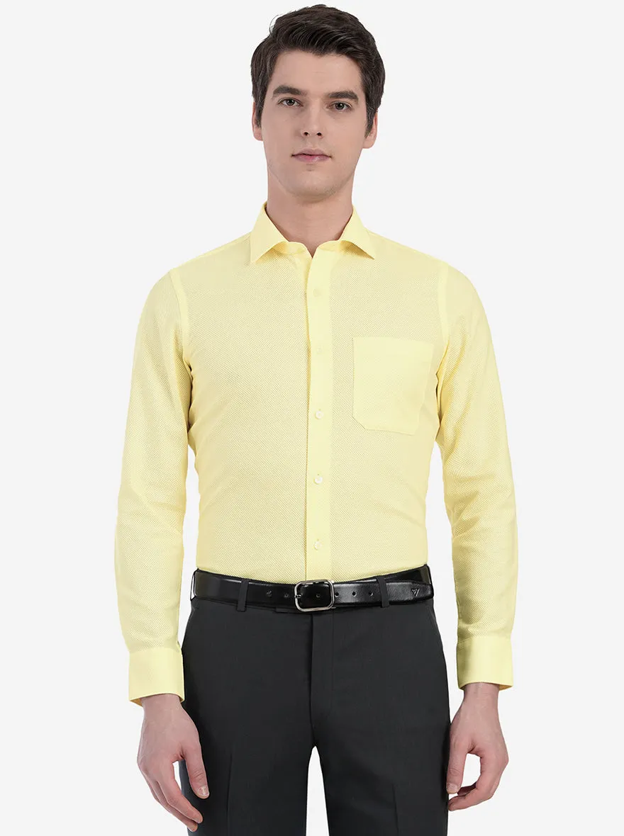 Pastel Yellow Dobby Slim Fit Formal Shirt | JadeBlue