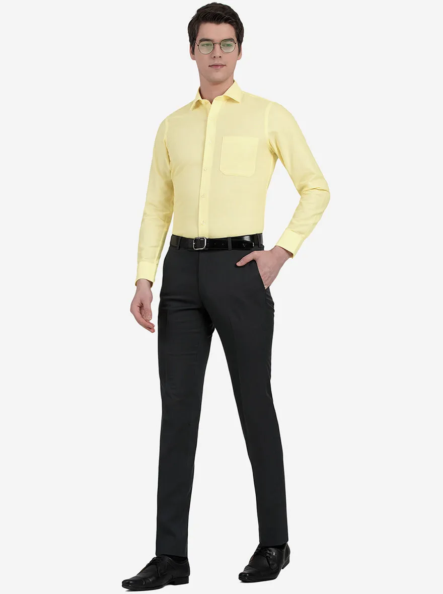 Pastel Yellow Dobby Slim Fit Formal Shirt | JadeBlue