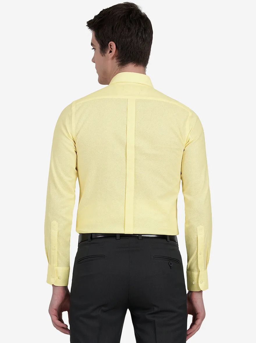 Pastel Yellow Dobby Slim Fit Formal Shirt | JadeBlue