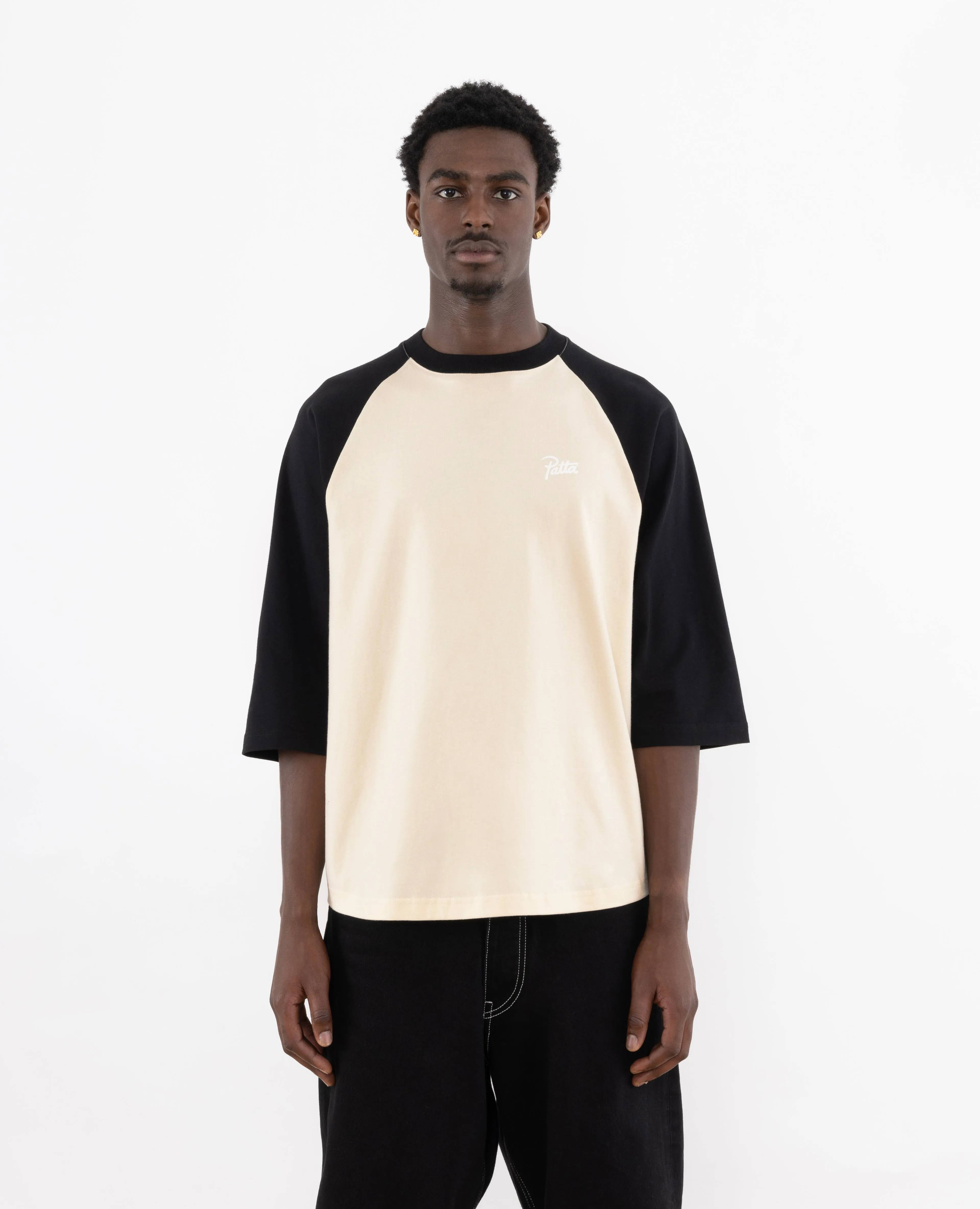 Patta Basic Raglan 3/4-Sleeve T-Shirt (Sea Salt/Black)