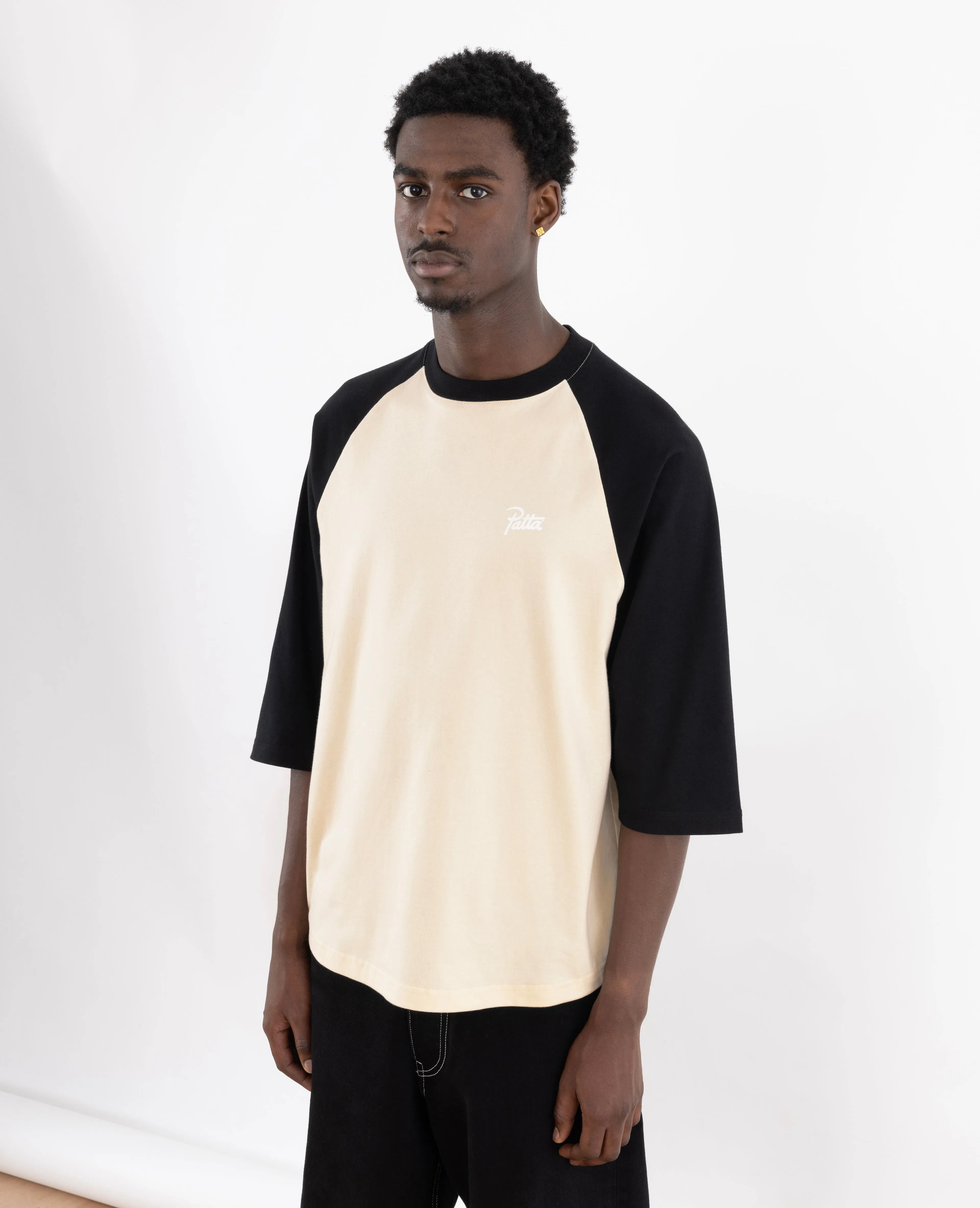 Patta Basic Raglan 3/4-Sleeve T-Shirt (Sea Salt/Black)