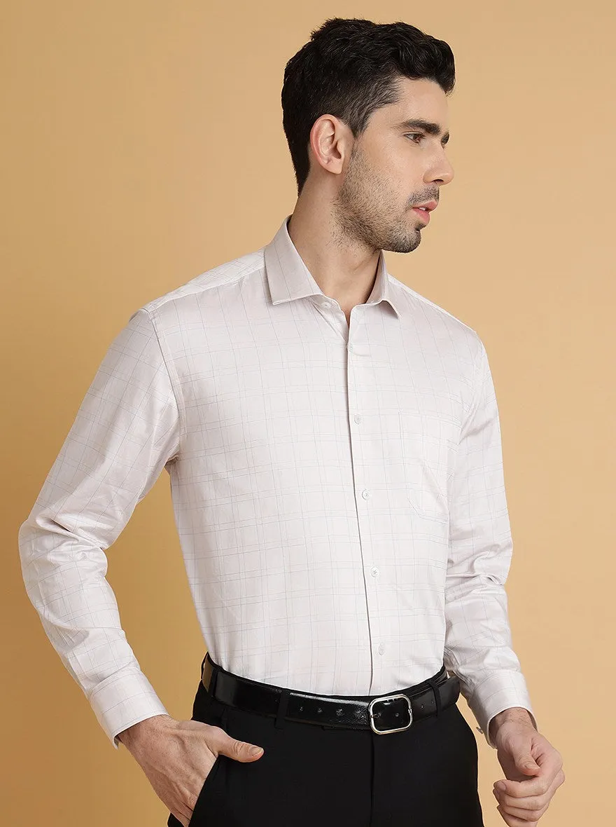 Peach Checked Regular Fit Formal Shirt | JadeBlue