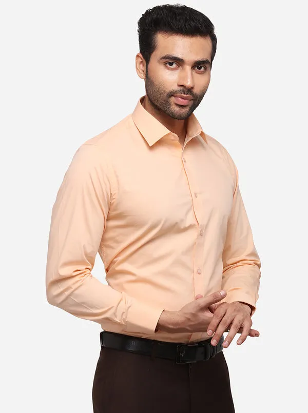 Peach Solid Slim Fit Formal Shirt | Greenfibre