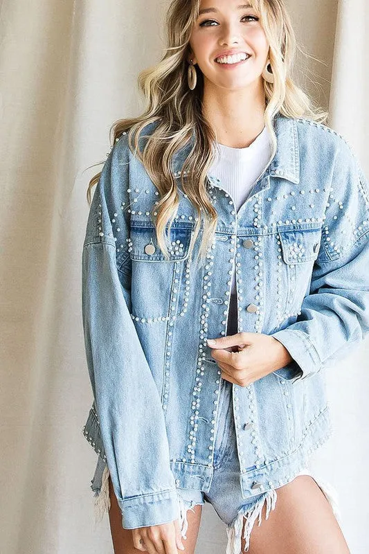 Pearl Detail Denim Jacket