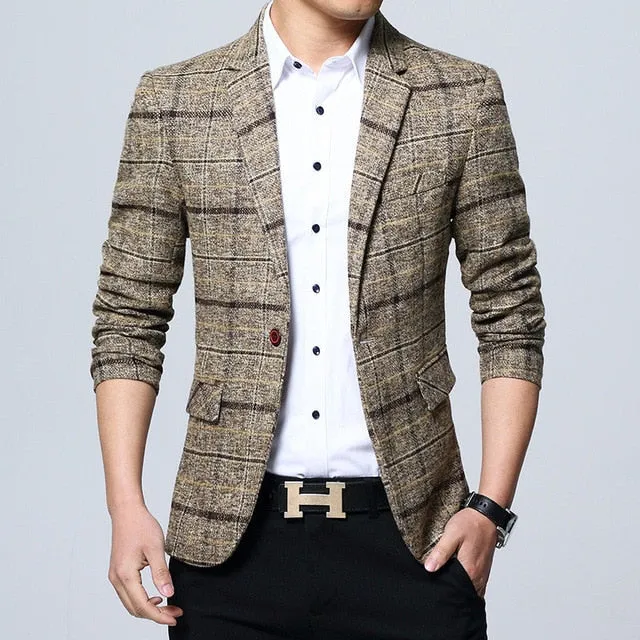 Plaid Stylish Formal Business Blazer