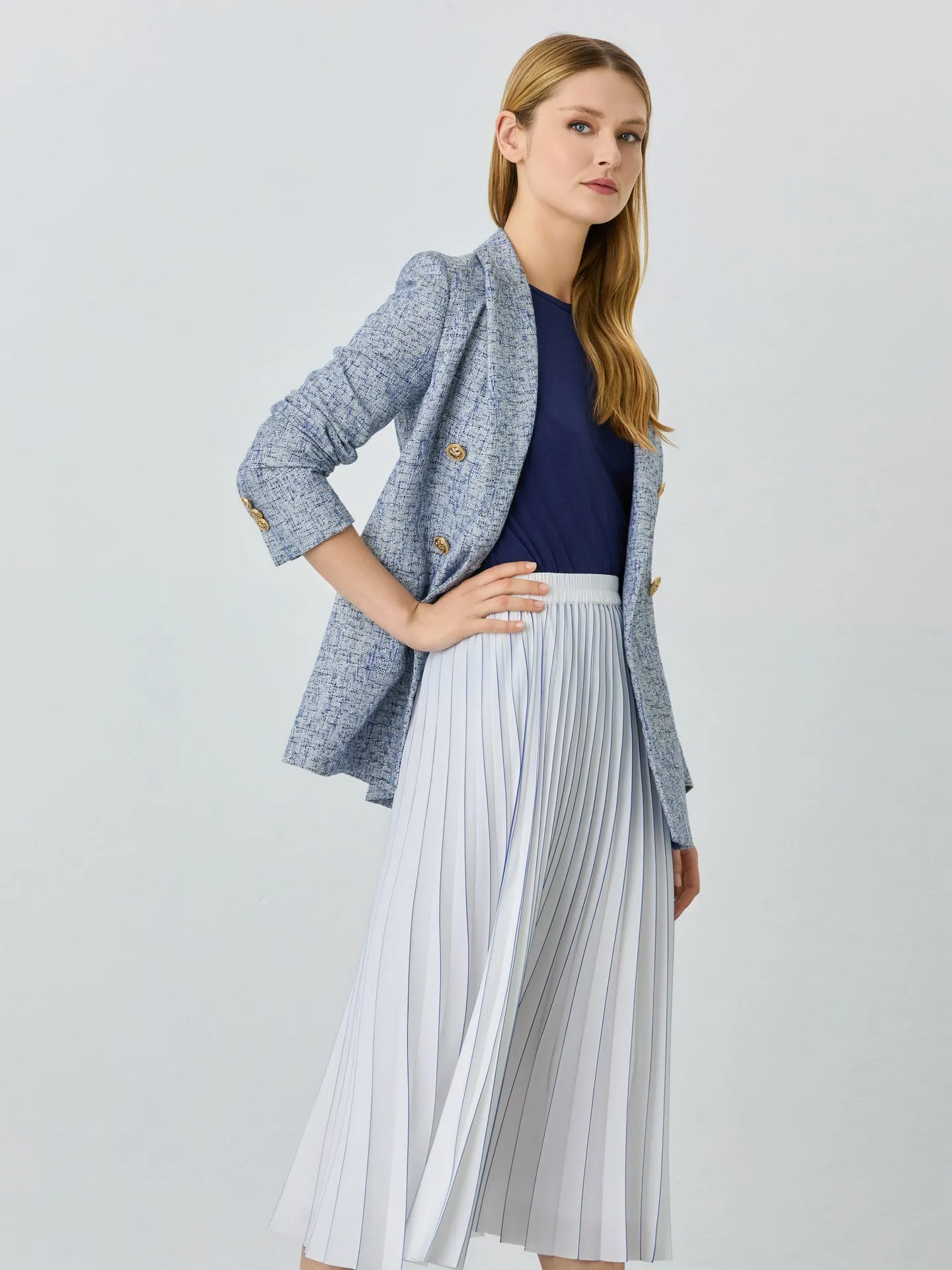 Pleated Skirt With Stripes