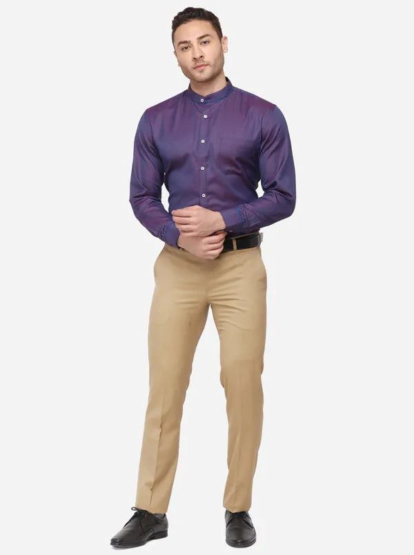 Purple Solid Slim Fit Formal Shirt | Greenfibre