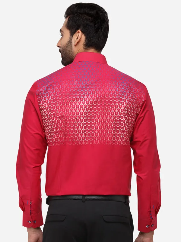 Red Printed Slim Fit Party Wear Shirt | Greenfibre