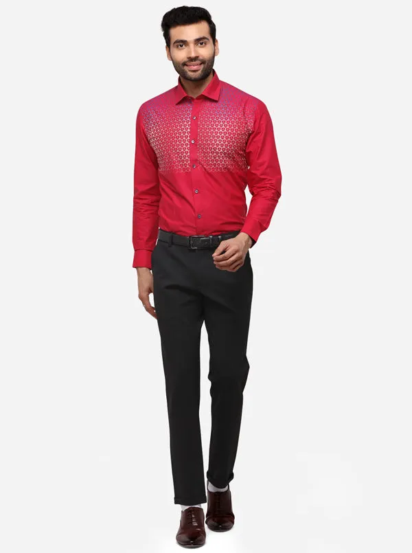 Red Printed Slim Fit Party Wear Shirt | Greenfibre