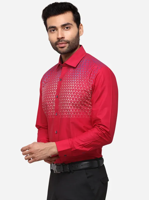 Red Printed Slim Fit Party Wear Shirt | Greenfibre