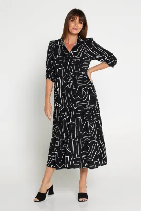 Ronan Shirt Dress - Black Print