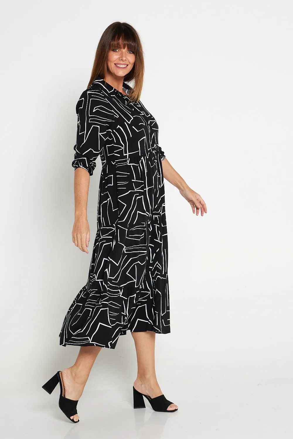 Ronan Shirt Dress - Black Print