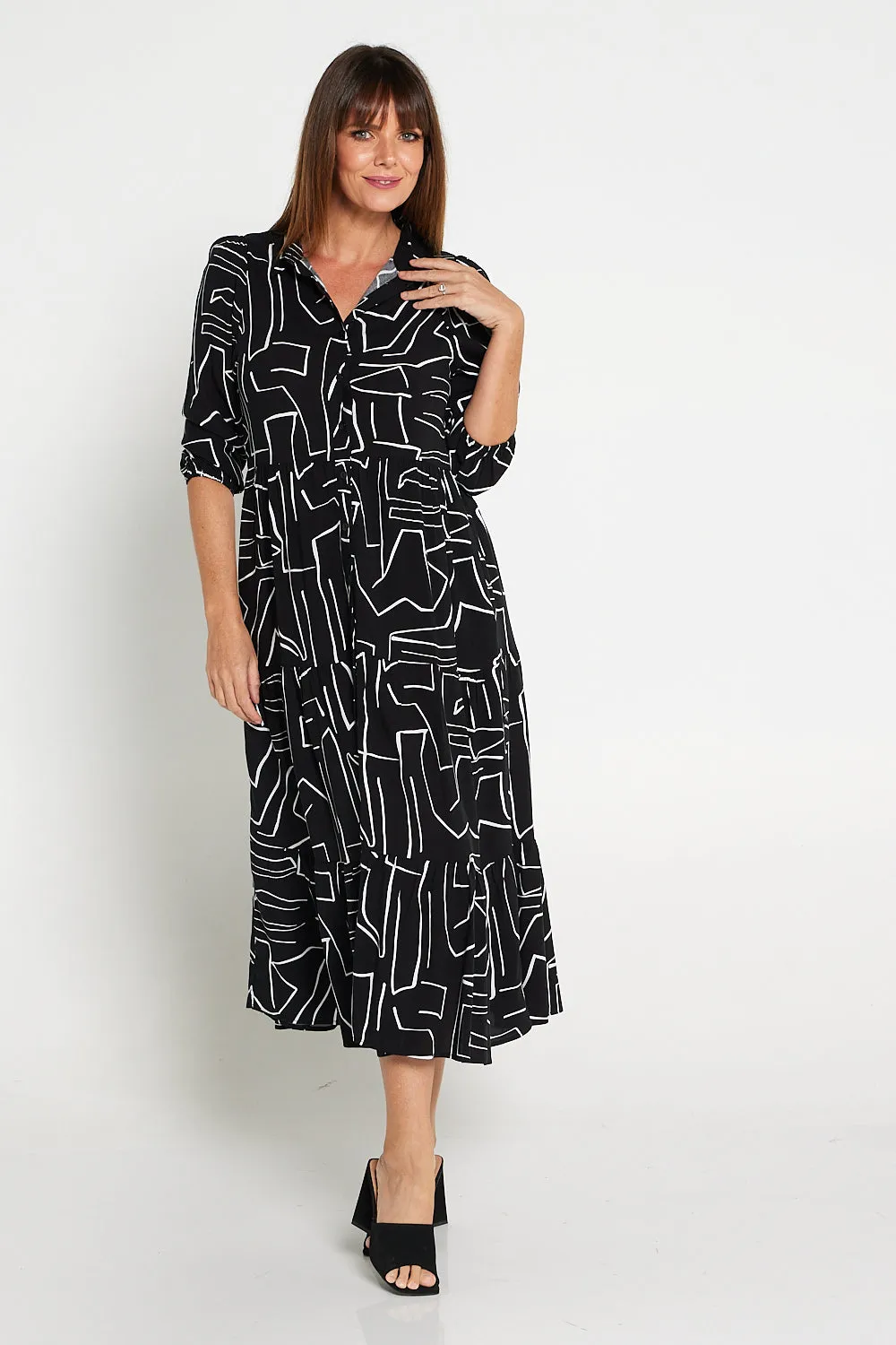 Ronan Shirt Dress - Black Print