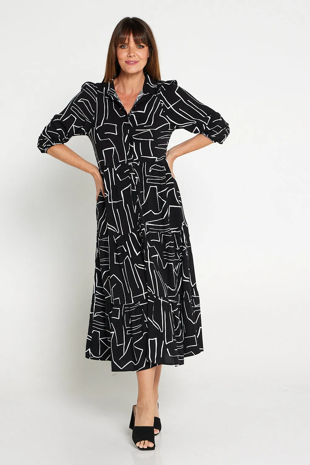 Ronan Shirt Dress - Black Print