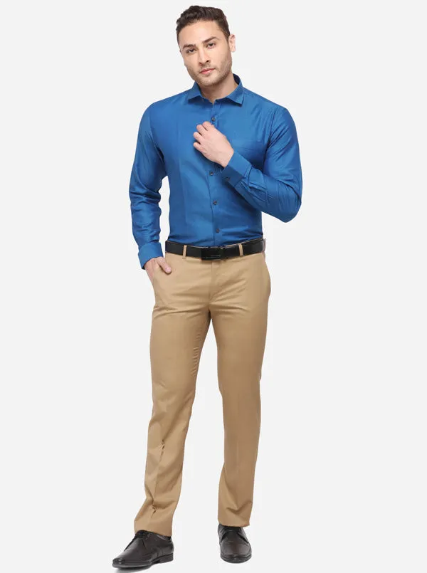 Royal Blue Dobby Slim Fit Formal Shirt | Metal