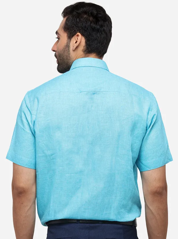 Sea Blue Solid Regular Fit Formal Shirt | JadeBlue