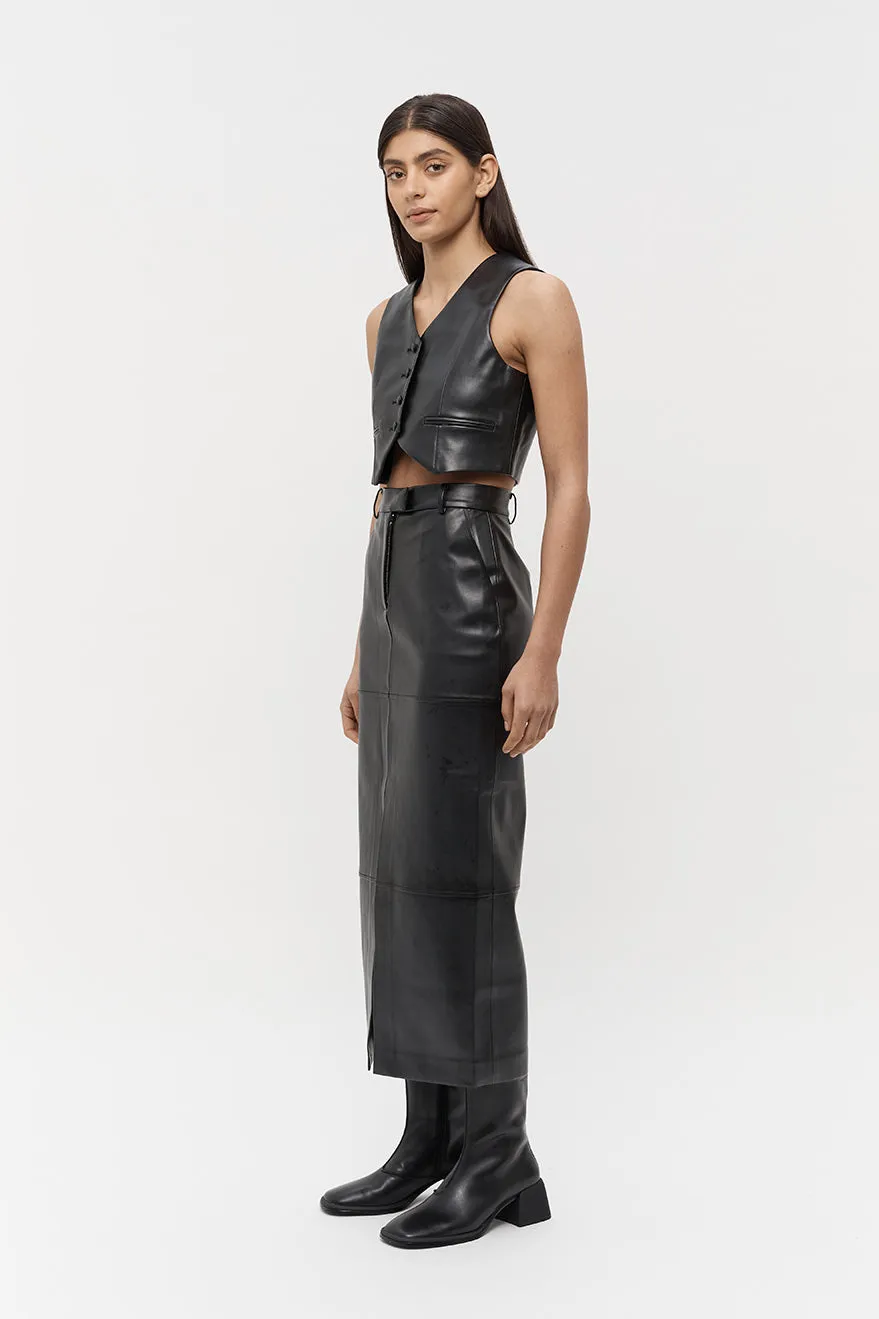 Willa Vegan Leather Midi Skirt