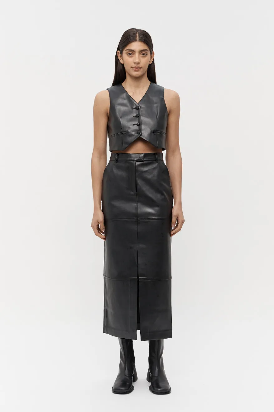 Willa Vegan Leather Midi Skirt