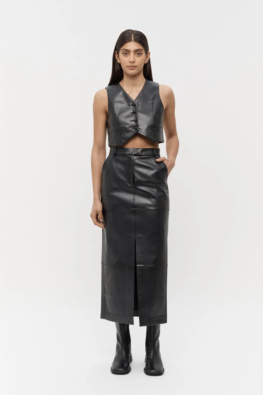 Willa Vegan Leather Midi Skirt