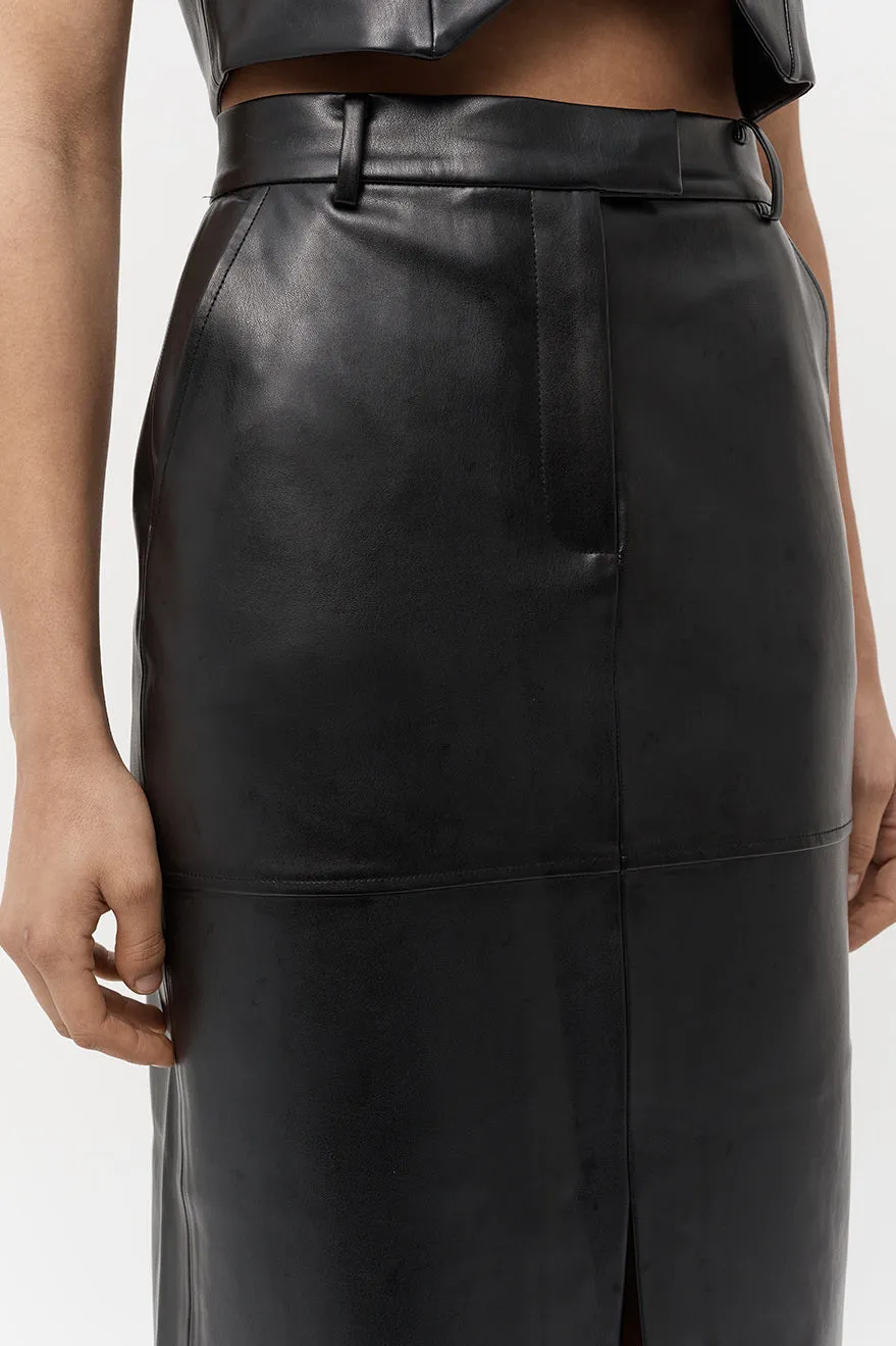 Willa Vegan Leather Midi Skirt